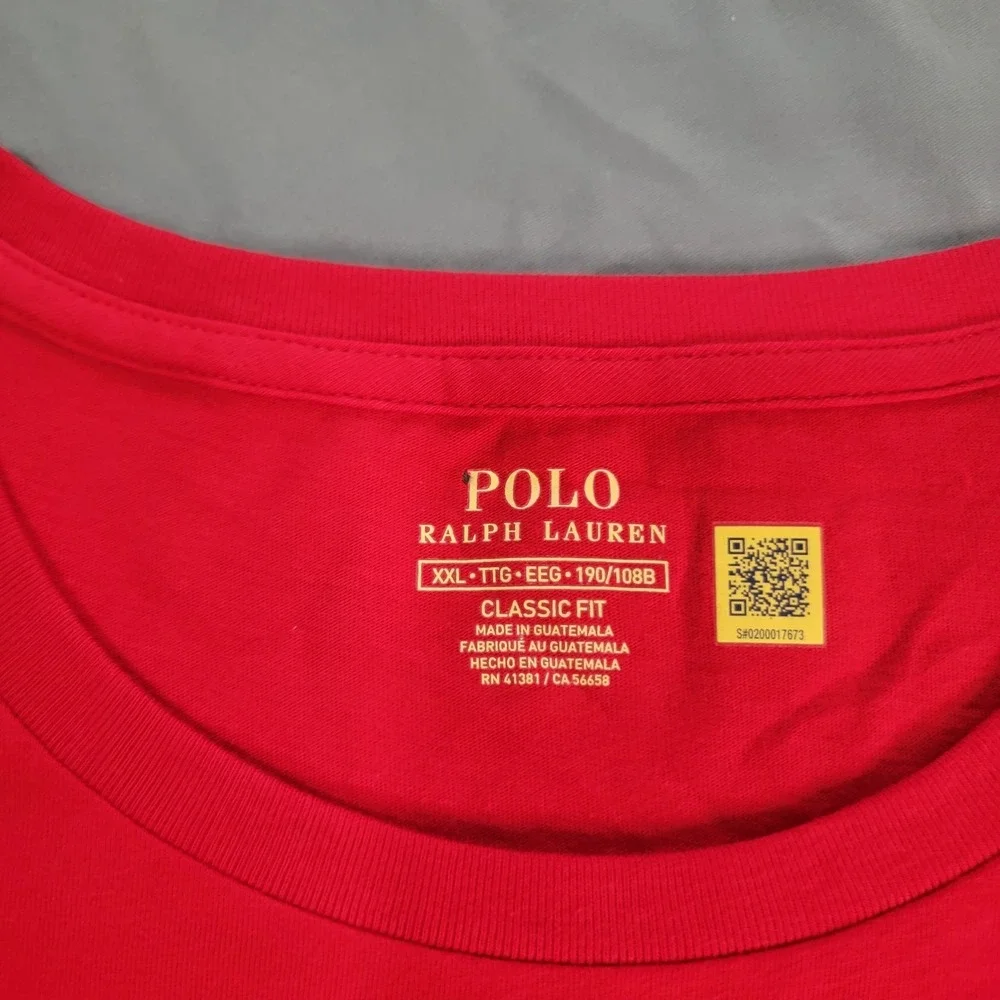 New Polo Ralph Lauren T-Shirt Men's 2XL Short Sleeve Red Big Pony Spellout NWT